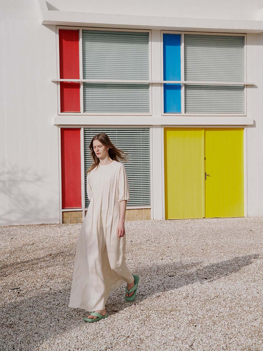 Pleated Dress Trine Off-White
