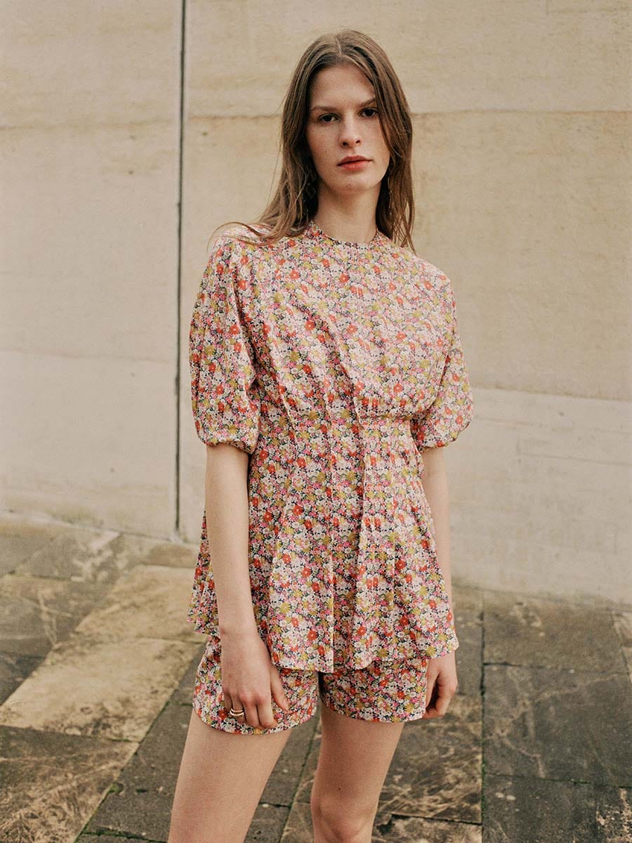 Pleated Top Jen Resort Mille Fleurs