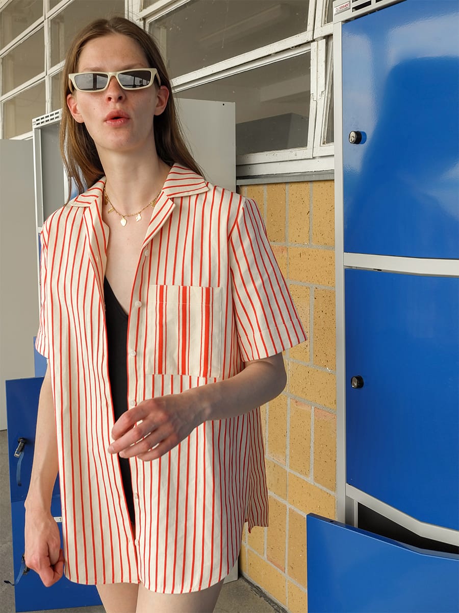 SHIRT BLOUSE CHANDLER RED STRIPED