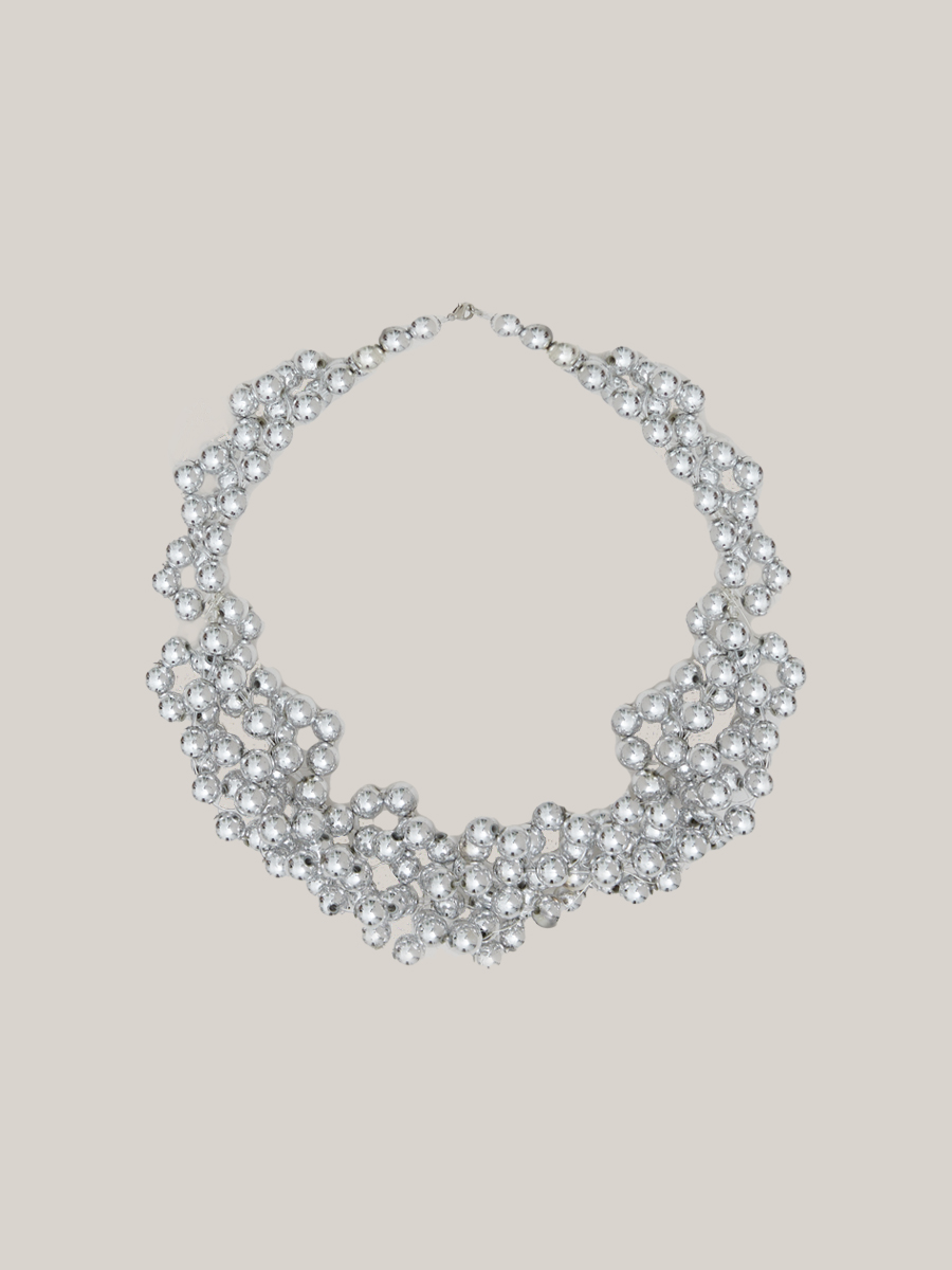 Crochet Beads Collier Silver